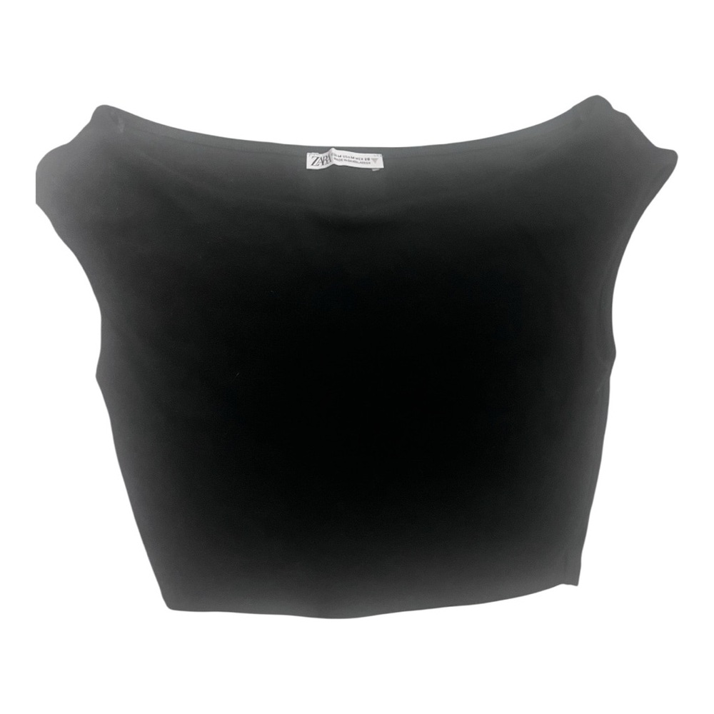 Zara Black Fitted Crop Tank Top
